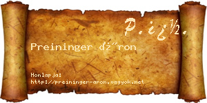 Preininger Áron névjegykártya